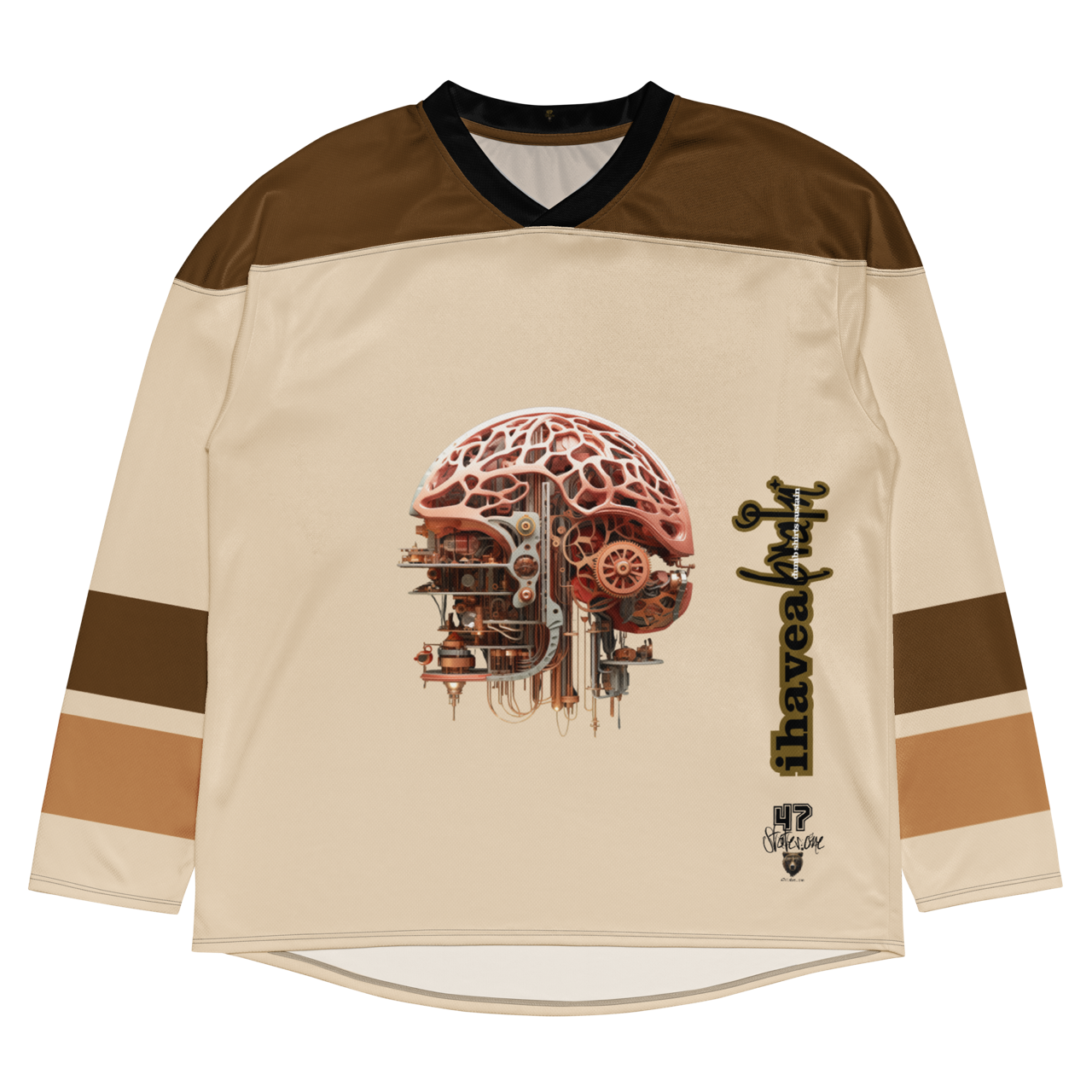 EISHOCKEY SUPPORTER TRIKOT ➽ I HAVE A BRAIN ➽ CHAMPAGNE