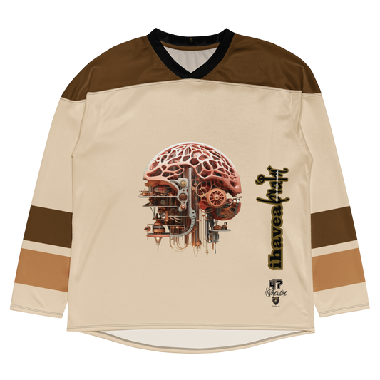 EISHOCKEY SUPPORTER TRIKOT ➽ I HAVE A BRAIN ➽ CHAMPAGNE