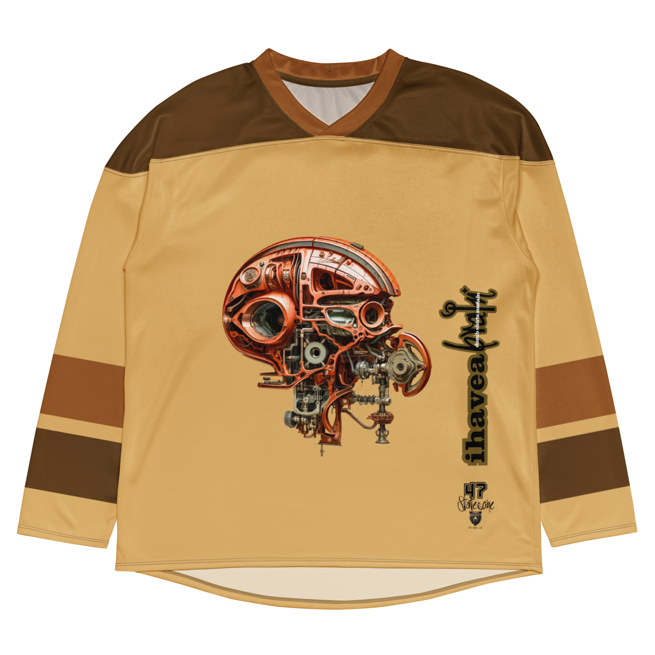 EISHOCKEY SUPPORTER TRIKOT ➽ I HAVE A BRAIN ➽ FAWN