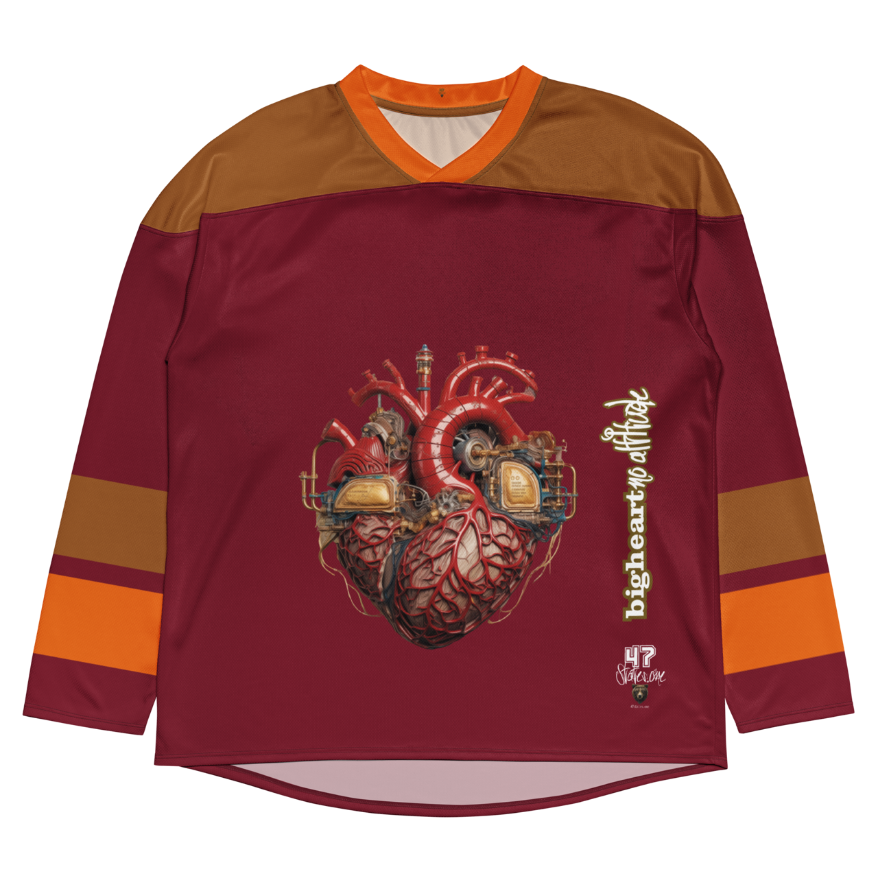 EISHOCKEY SUPPORTER TRIKOT ➽ BIG HEART / NO ATTITUDE ➽ BURGUND