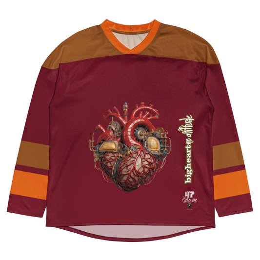 EISHOCKEY SUPPORTER TRIKOT ➽ BIG HEART / NO ATTITUDE ➽ BURGUND